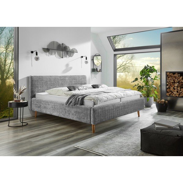 Svetlosivá čalúnená dvojlôžková posteľ s roštom 180x200 cm Primavera – Meise Möbel-image-1