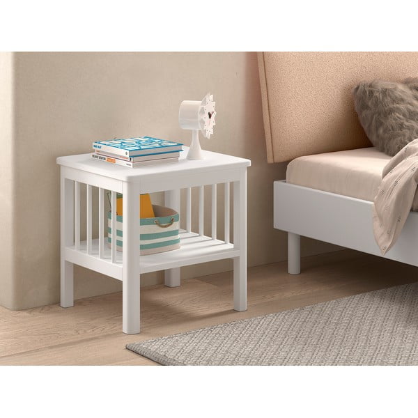 Biely detský nočný stolík z bukového dreva Forrest – Vipack-image-1