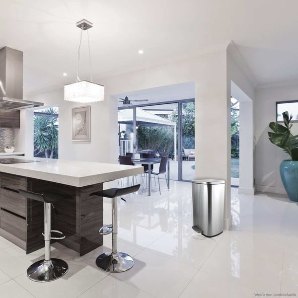 Nášľapný oceľový odpadkový kôš v matne striebornej farbe 50 l Akira – Spirella-image-1