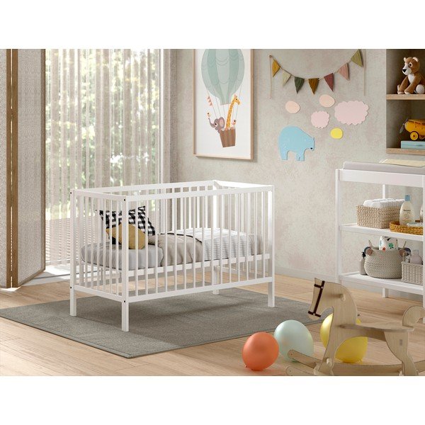 Biela postieľka z borovicového dreva 60x120 cm DINO – Vipack-image-1