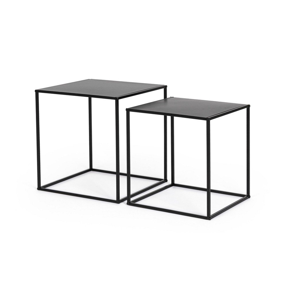 E-shop Čierne kovové konferenčné stolíky v súprave 2 ks 38x38 cm Alrik – Yes Everyday