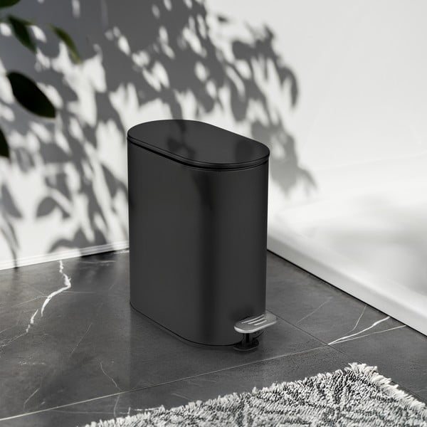 Matne čierny pedálový oceľový odpadkový kôš 5 l Collungo – Wenko-image-1