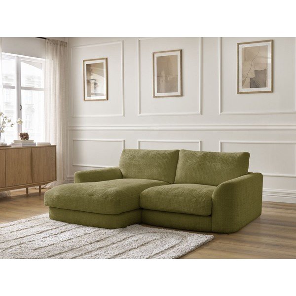 Kaki ženilková rohová pohovka (ľavý roh/s leňoškou) Leonore – Bobochic Paris-image-4