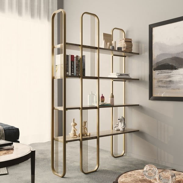 Regál v dekore borovice v zlatej farbe 125x180 cm Sierra – Kalune Design-image-1