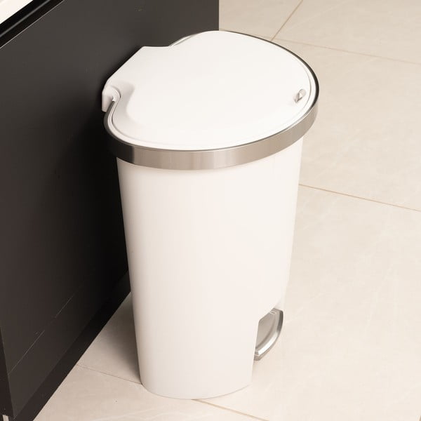 Biely nášľapný plastový odpadkový kôš 50 l – Addis-image-1