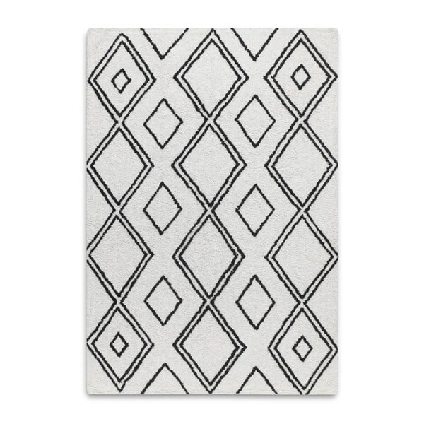Čierno-biely koberec z bavlny s geometrickými vzormi HF Living Morocco, 120 × 170 cm