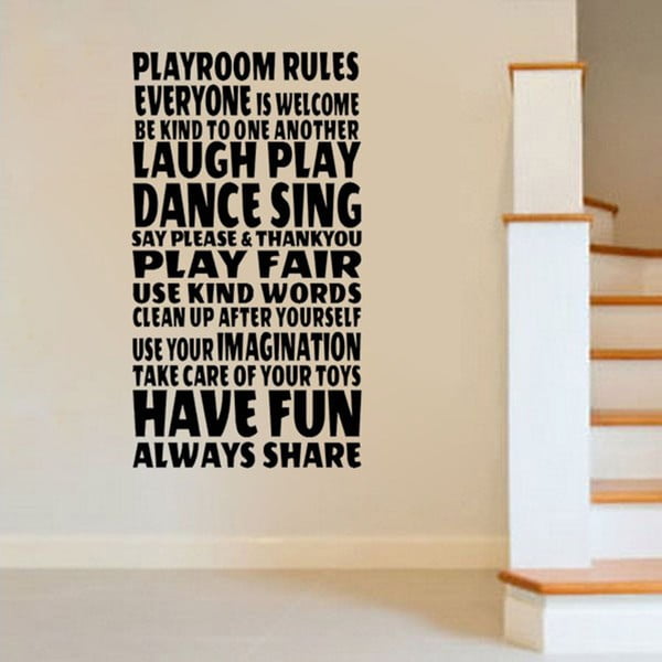 Dekoratívna samolepka Playroom Rules, 60x40 cm