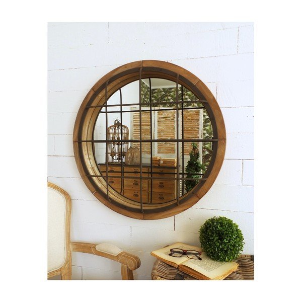 Nástenné zrkadlo Orchidea Milano Vintage Natural, ⌀ 80 cm