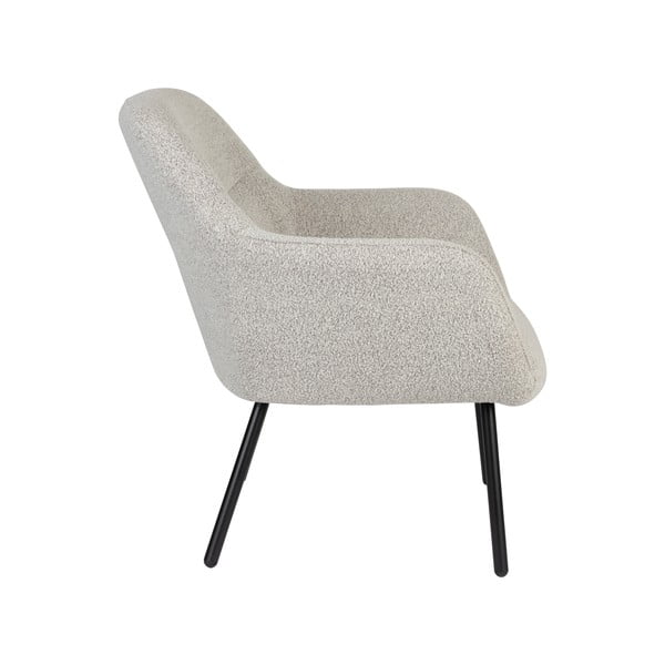 Biele kreslo z textílie buklé Dude – White Label-image-3