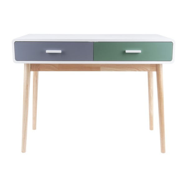 Zeleno-sivý konzolový stolík s 2 zásuvkami Leitmotiv Neat