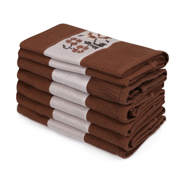 Sada 6 tmavohnedých uterákov z čistej bavlny Simplicity, 45 x 70 cm