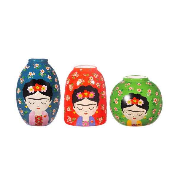 Keramické vázy v súprave 3 ks (výška 8 cm) Floral Frida – Sass & Belle