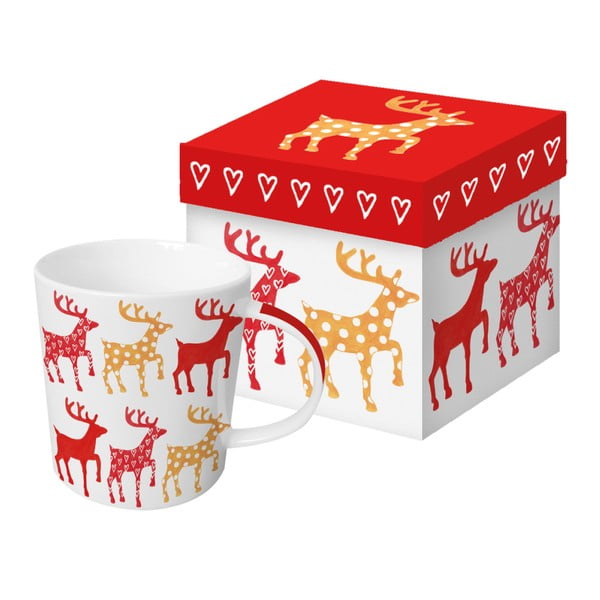 Hrnček z kostného porcelánu s vianočným motívom v darčekovom balení PPD Anneko Deer, 350 ml