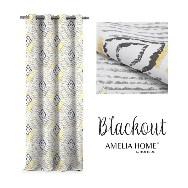 Záves AmeliaHome Geometric Grey, 140 x 245 cm-image-2
