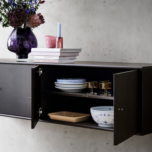 Tmavohnedá nízka komoda v dekore duba 176x42 cm Mistral - Hammel Furniture-image-3