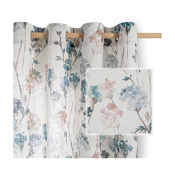 Svetlomodrý/krémovobiely záves 135x250 cm Flosi – Restilo