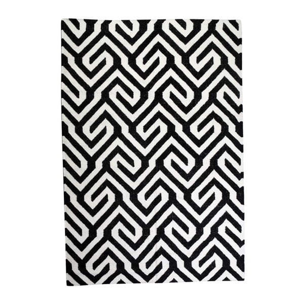 Vlnený koberec Geometry Modern Black & White, 160x230 cm