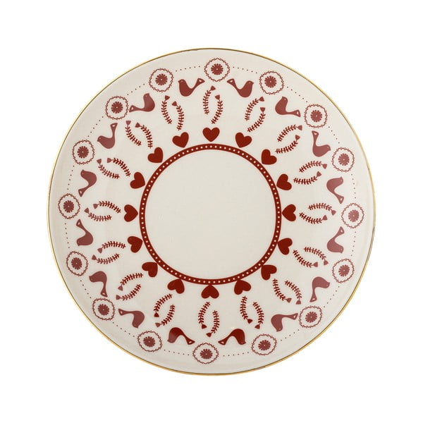 Krémový dezertný tanier s vianočným motívom z kameniny ø 16 cm Jolly – Bloomingville