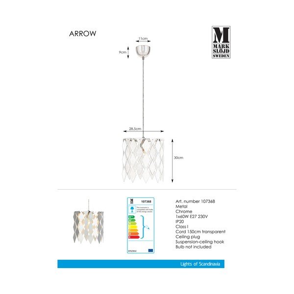Chromované závesné svietidlo Markslöjd Arrow-image-2
