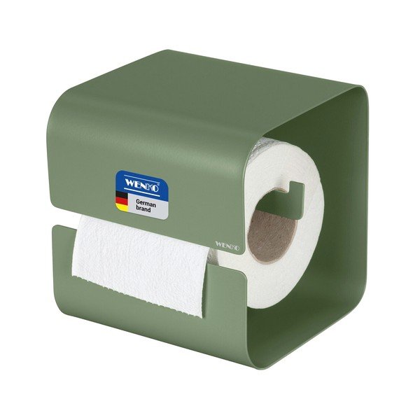Zelený oceľový držiak na toaletný papier bez vŕtania Turbo-loc Lizan – Wenko-image-3