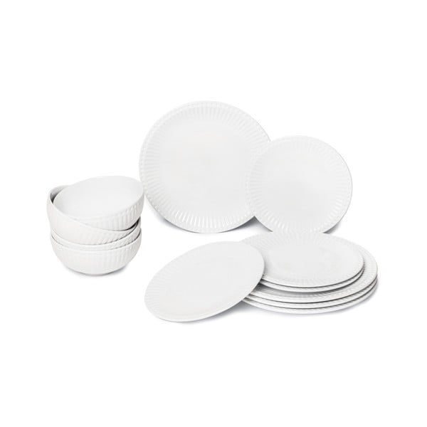 12-dielna súprava bieleho porcelánového riadu Bonami Essentials Purita