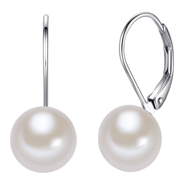 Náušnice s bielou gombíkovou perlou Chakra Pearls Kiek
