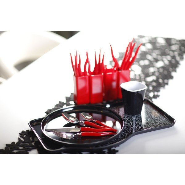 Sada 24 červených príborov so stojanom Vialli Design Ama-image-2