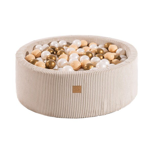 Krémový menčestrový bazénik s loptičkami ø 90x30 cm Montessori – Meowbaby