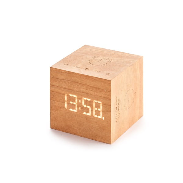 Budík z čerešňového dreva Gingko Cube Plus