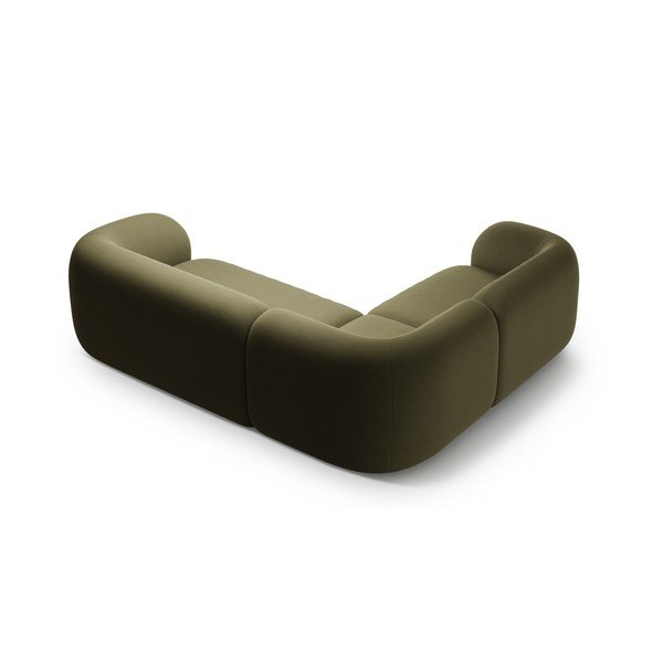 Zelená zamatová rohová pohovka (ľavý roh/do L) Kate – Micadoni -image-2