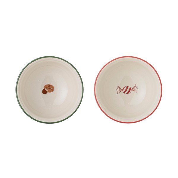 Bielo-zelené misky s vianočným motívom z kameniny v súprave 2 ks 500 ml Jolly – Bloomingville-image-2