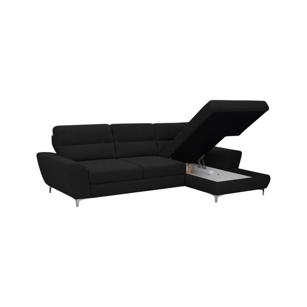 Čierna rozkladacia rohová pohovka Windsor & Co Sofas Omega, pravý roh-image-4