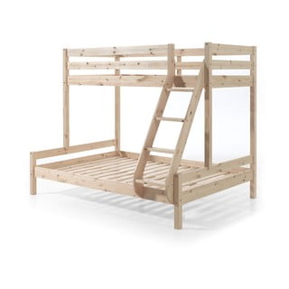 Poschodová detská posteľ z borovicového dreva 140x200/90x200 cm v prírodnej farbe Pino - Vipack