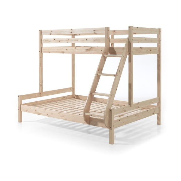 Poschodová detská posteľ z borovicového dreva 140x200/90x200 cm v prírodnej farbe Pino - Vipack