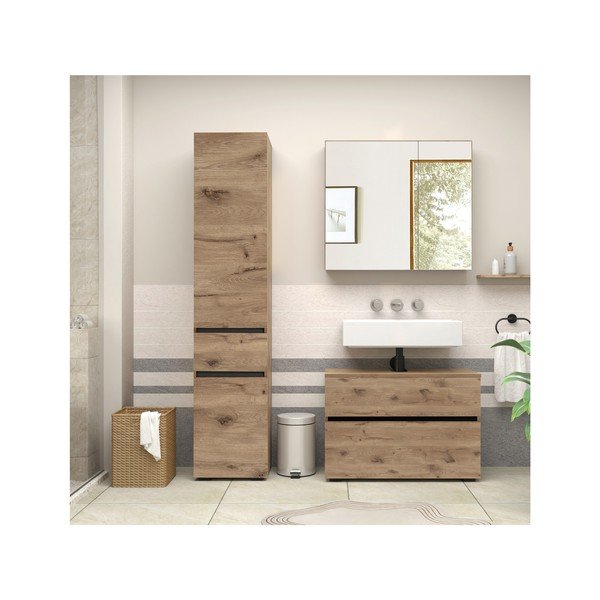 Skrinka pod umývadlo v dekore duba v prírodnej farbe 80x55 cm Wisla – Støraa-image-4