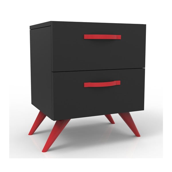 Čierny nočný stolík s červenými nohami Magenta Home Coulour Series, výška 55,3 cm
