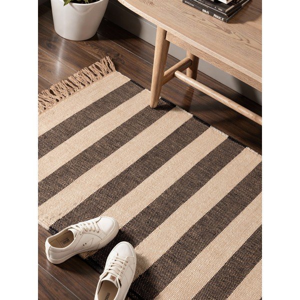 Čierny/krémovobiely ručne tkaný jutový behúň 80x200 cm Playa – Hanse Home-image-1