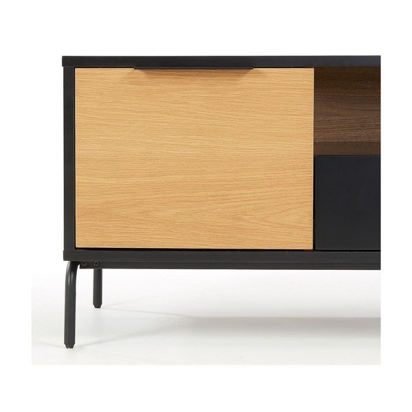 Čierno-hnedý TV stolík Kave Home SAVOI, 120 x 50 cm-image-1