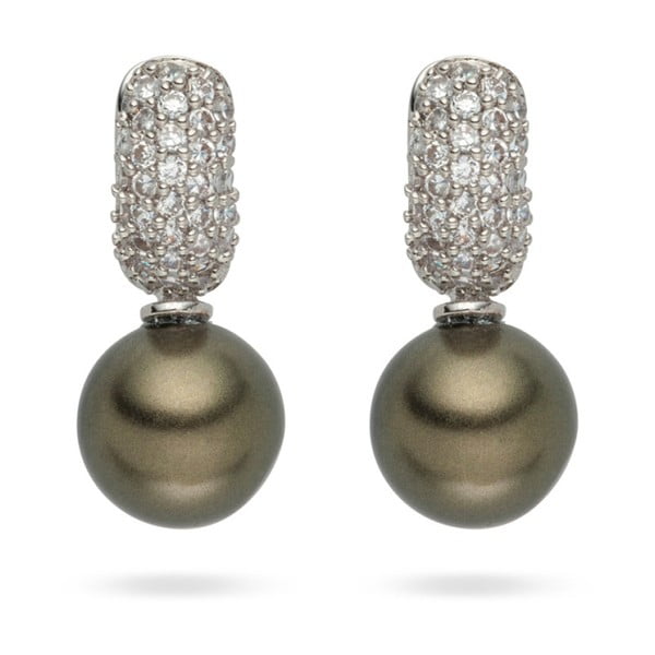 Svetlohnedé perlové náušnice so zirkónmi Pearls of London Niké