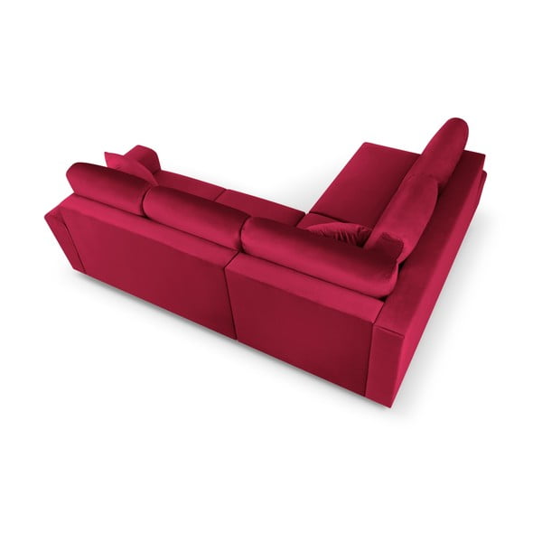 Červená zamatová rozkladacia/s úložným priestorom rohová pohovka (ľavý roh/do L) Kyoto – Cosmopolitan Design-image-4