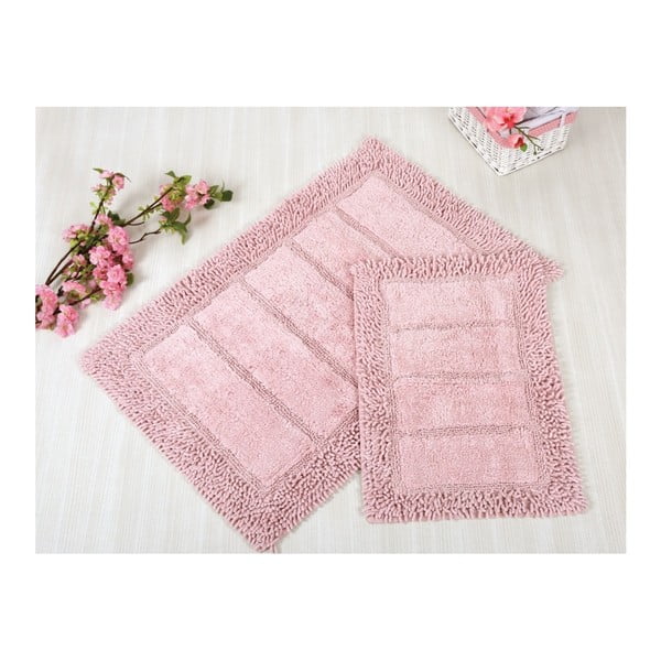 Sada 2 ružových kúpeľňových rohožiek Irya Home Vesta, 60x100 cm a 40x60 cm