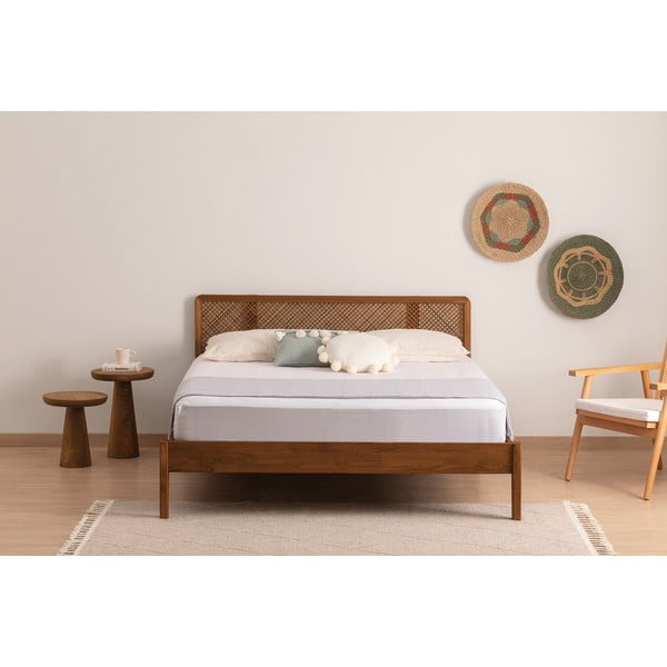 Dvojlôžková posteľ zo smrekového dreva s roštom v tmavohnedo-prírodnej farbe 180x200 cm Izabelya – Kalune Design-image-2