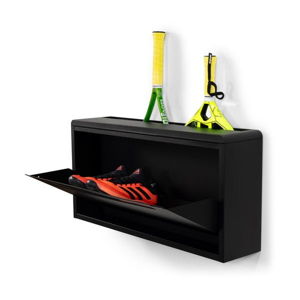 Čierna kovová výklopná/závesná skrinka na topánky 76x38x18 cm Sportiva – Spinder Design-image-4