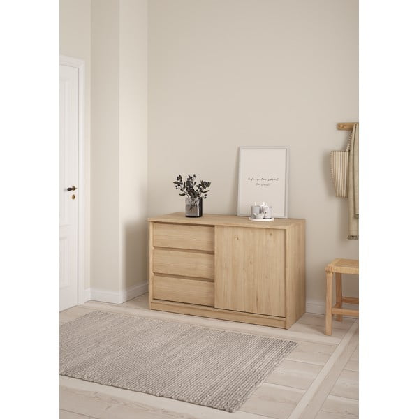 Komoda v dekore duba s posuvnými dverami v prírodnej farbe 119x76x50 cm Naia – Tvilum-image-2