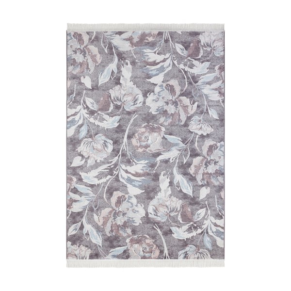 Sivý koberec s prímesou bavlny Nouristan Contemporary Flowers, 95 x 140 cm