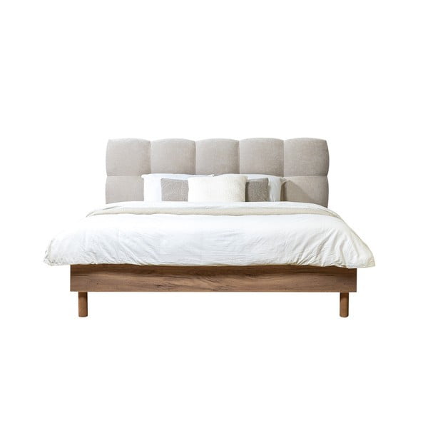 Svetlosivá čalúnená dvojlôžková posteľ s roštom 160x200 cm Kumo – Bobochic Paris-image-2