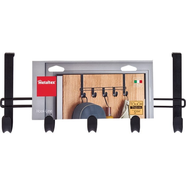 Čierny kovový vešiak na dvere 38 cm Lava - Metaltex-image-2