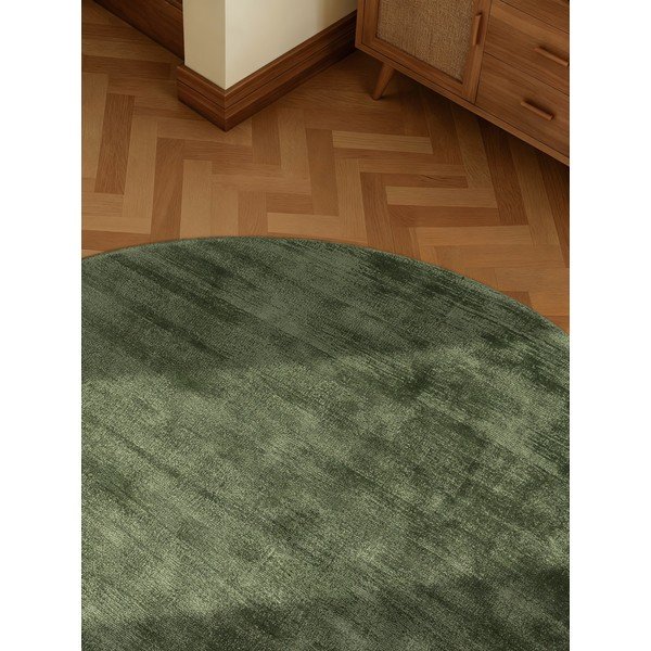 Zelený ručne tkaný okrúhly koberec z viskózy ø 120 cm Noemi – Vikosa-image-3