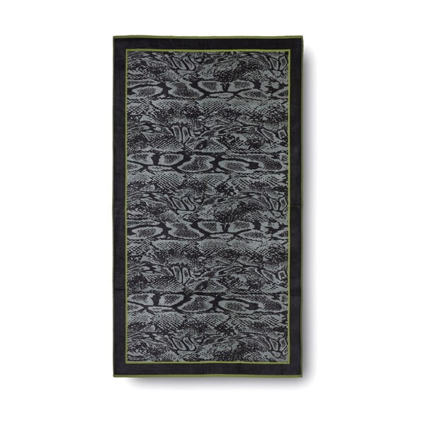 Zeleno-čierna bavlnená osuška Casa Di Bassi Serpent, 100x180 cm