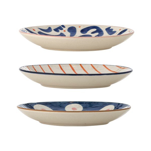 Biele/modré dezertné kameninové taniere v súprave 3 ks ø 16 cm Eviaya – Bloomingville-image-2